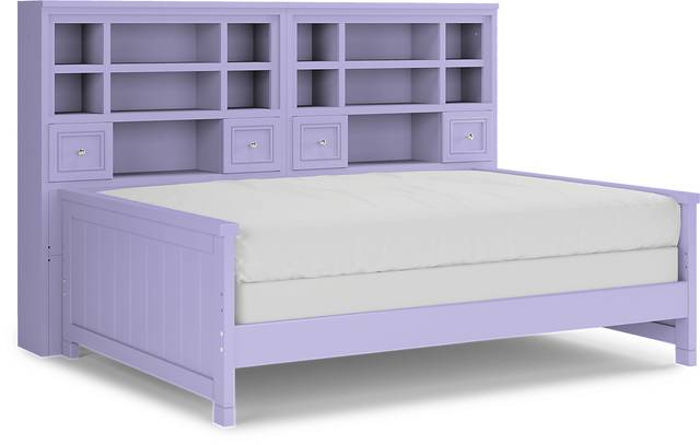 Kids Cottage Colors Lavender Full Bookcase Wall Bed - Thumbnail - Image 1