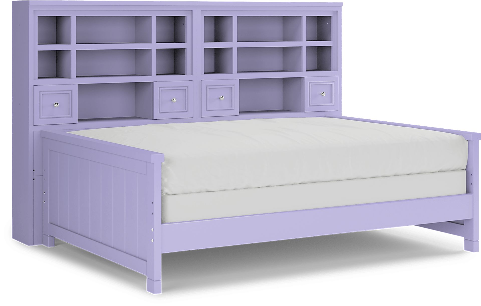 Kids Cottage Colors Lavender Full Bookcase Wall Bed - Image 1