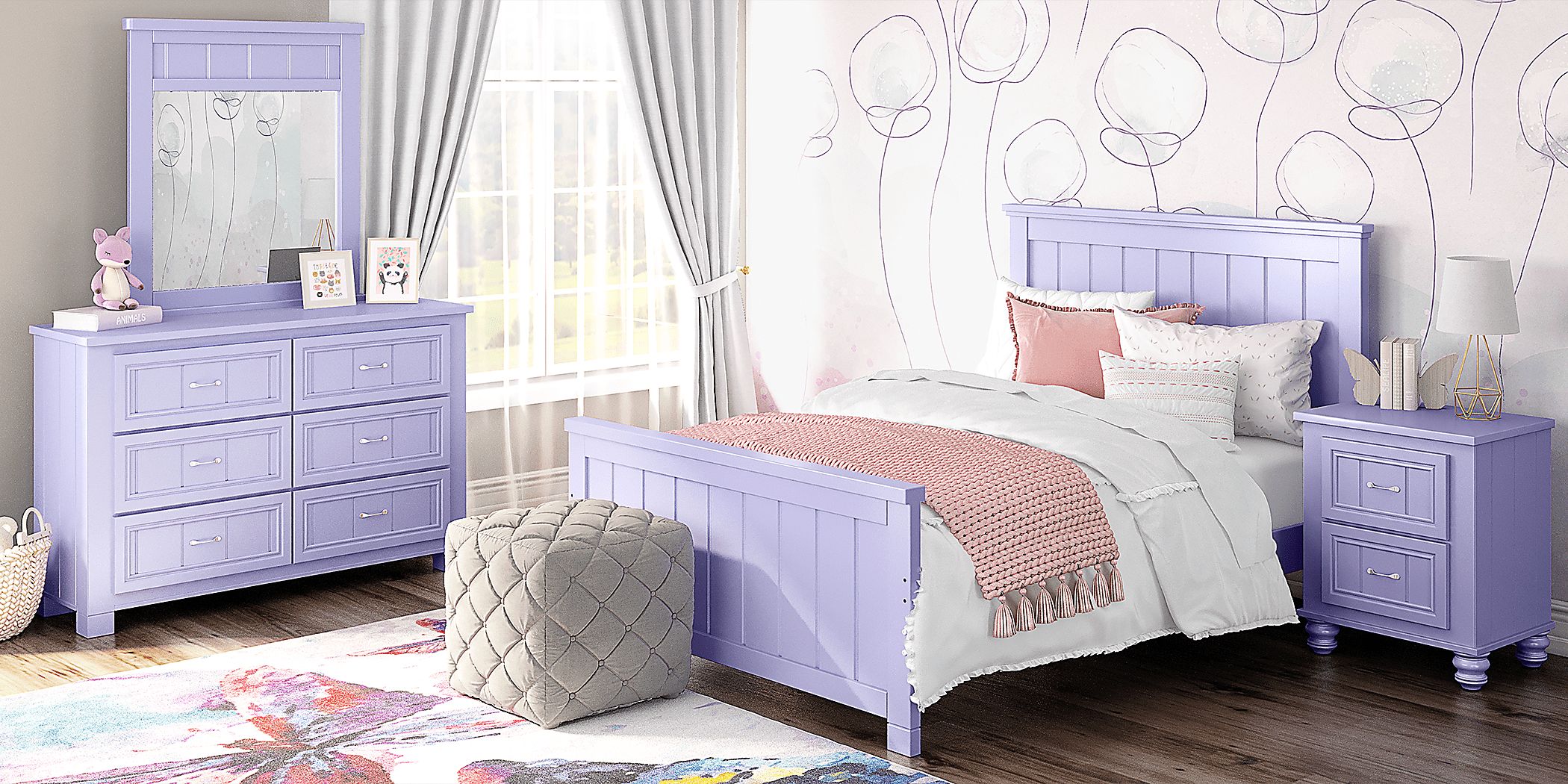 new 5 pc CHILDREN FURNITURE SET 4 colours BED+DRAWER MATTRESS wardrobe pink blue 