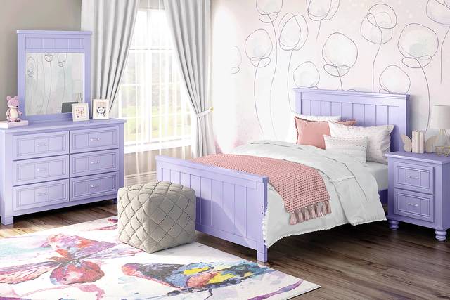 Kids Cottage Colors Lavender Full Panel Bed - Thumbnail - Image 2