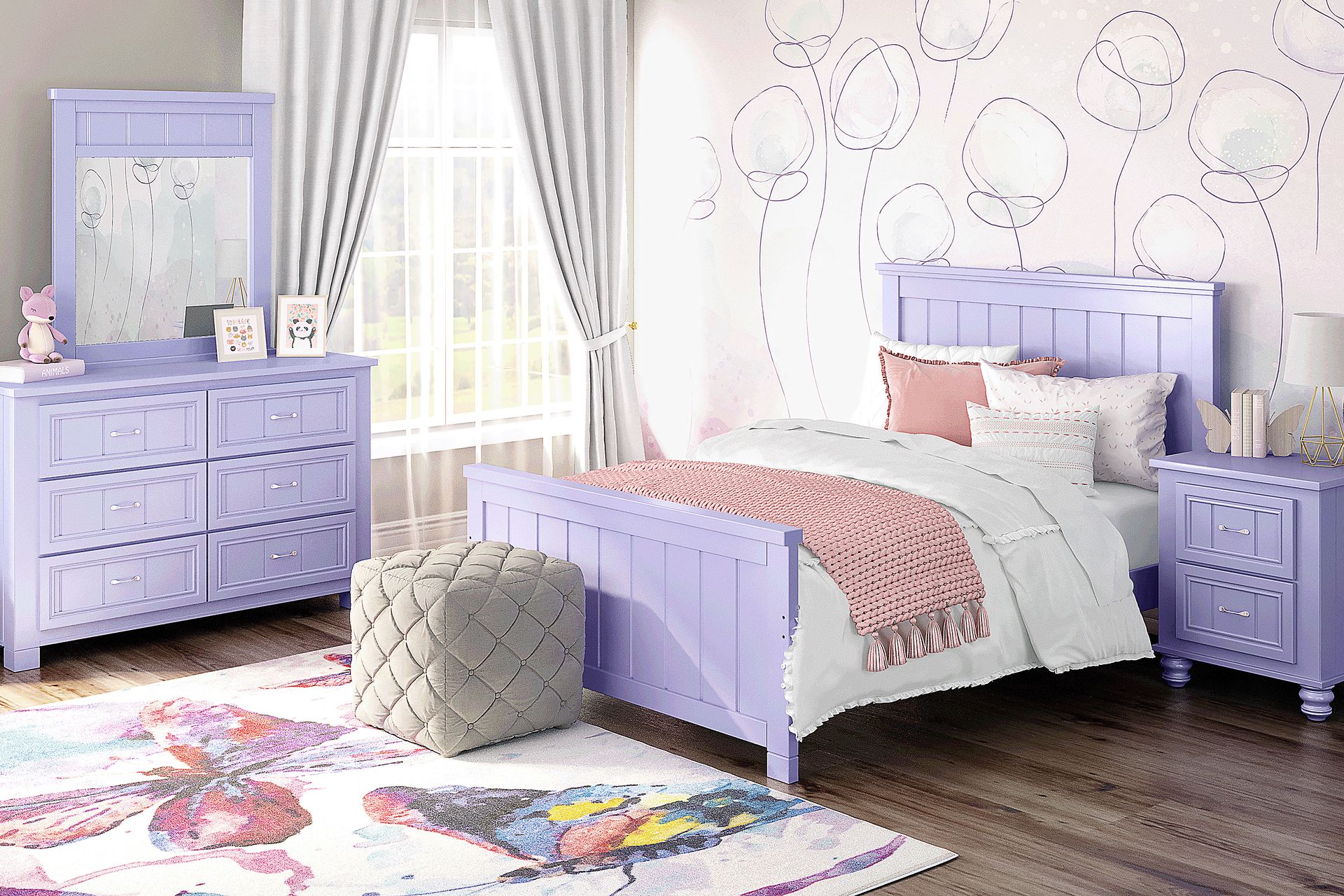 Kids Cottage Colors Lavender Full Panel Bedroom - Image 1
