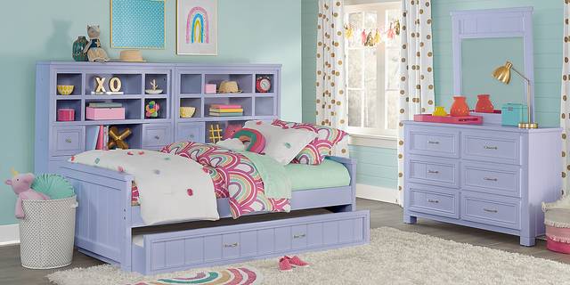 Kids Cottage Colors Lavender Twin Bookcase Wall Bed - Thumbnail - Image 3