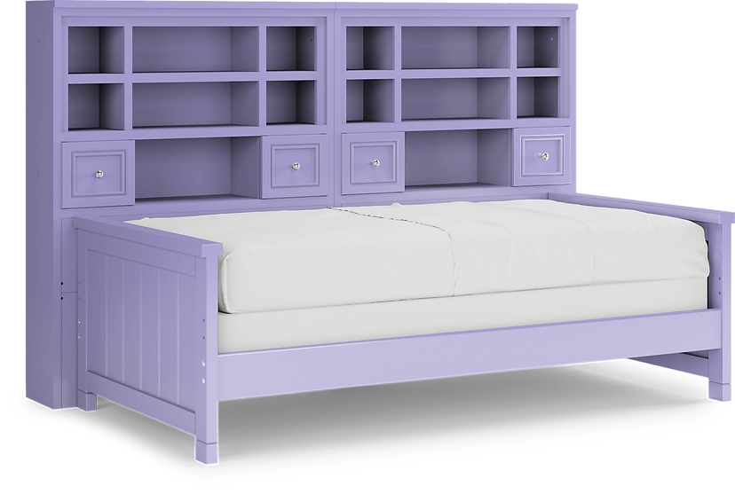 Kids Cottage Colors Lavender Twin Bookcase Wall Bed