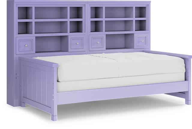 Kids Cottage Colors Lavender Twin Bookcase Wall Bed - Thumbnail - Image 1