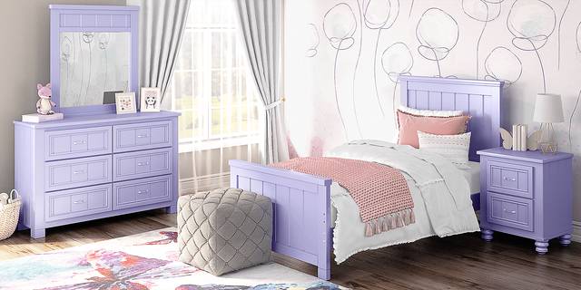 Kids Cottage Colors Lavender Twin Panel Bed - Thumbnail - Image 2