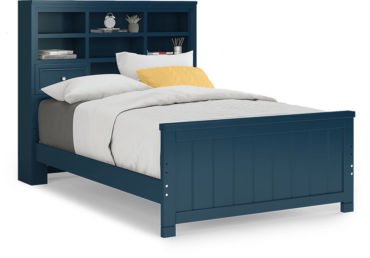 Cottage Colors 5 Pc Navy Full Bedroom Set With 3 Pc Full Bookcase Bed, Dresser, Mirror | Rooms to Go
