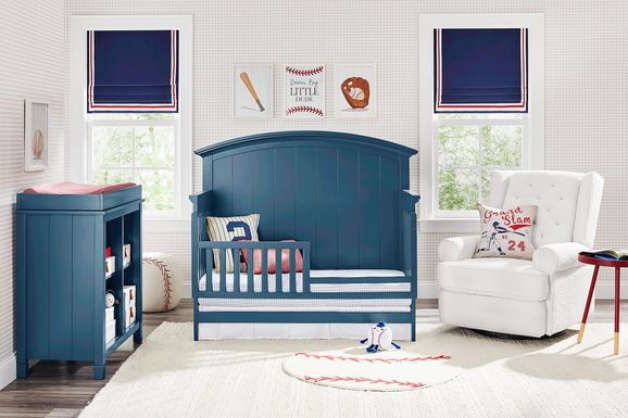 Kids Cottage Colors Navy 3 Pc Nursery with Toddler Rail