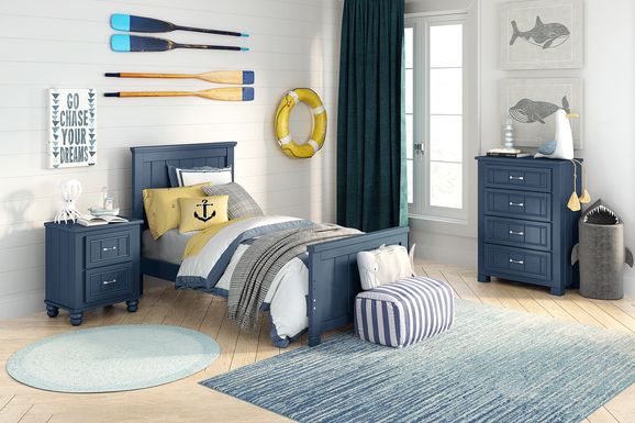 Kids Cottage Colors Navy Twin Panel Bed