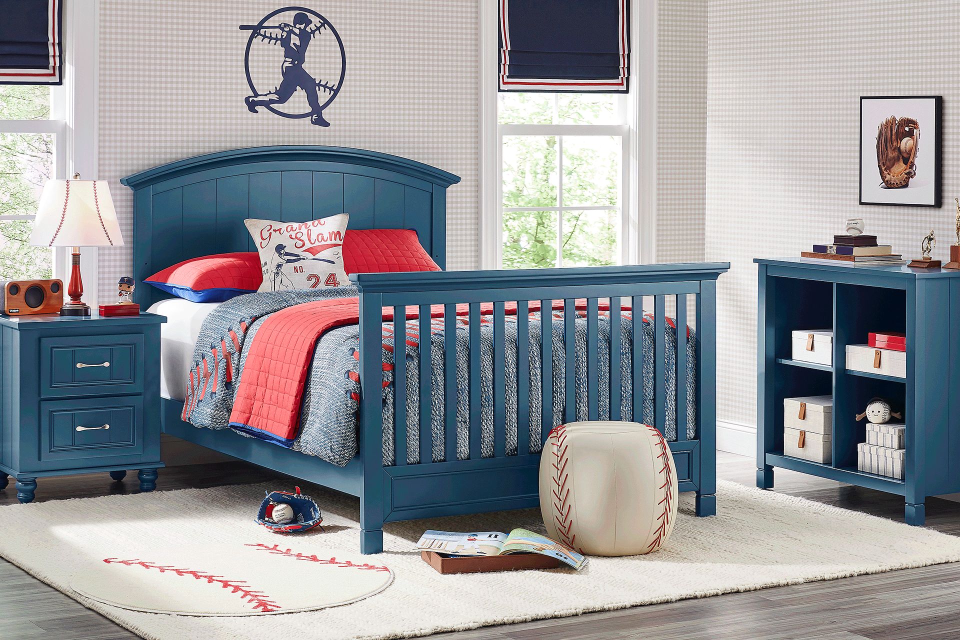 Kids Cottage Colors Navy Nursery with Toddler and Full Conversion Rails - Image 1