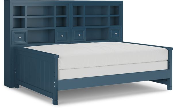 Kids Cottage Colors Navy 5 Pc Full Bookcase Wall Bed