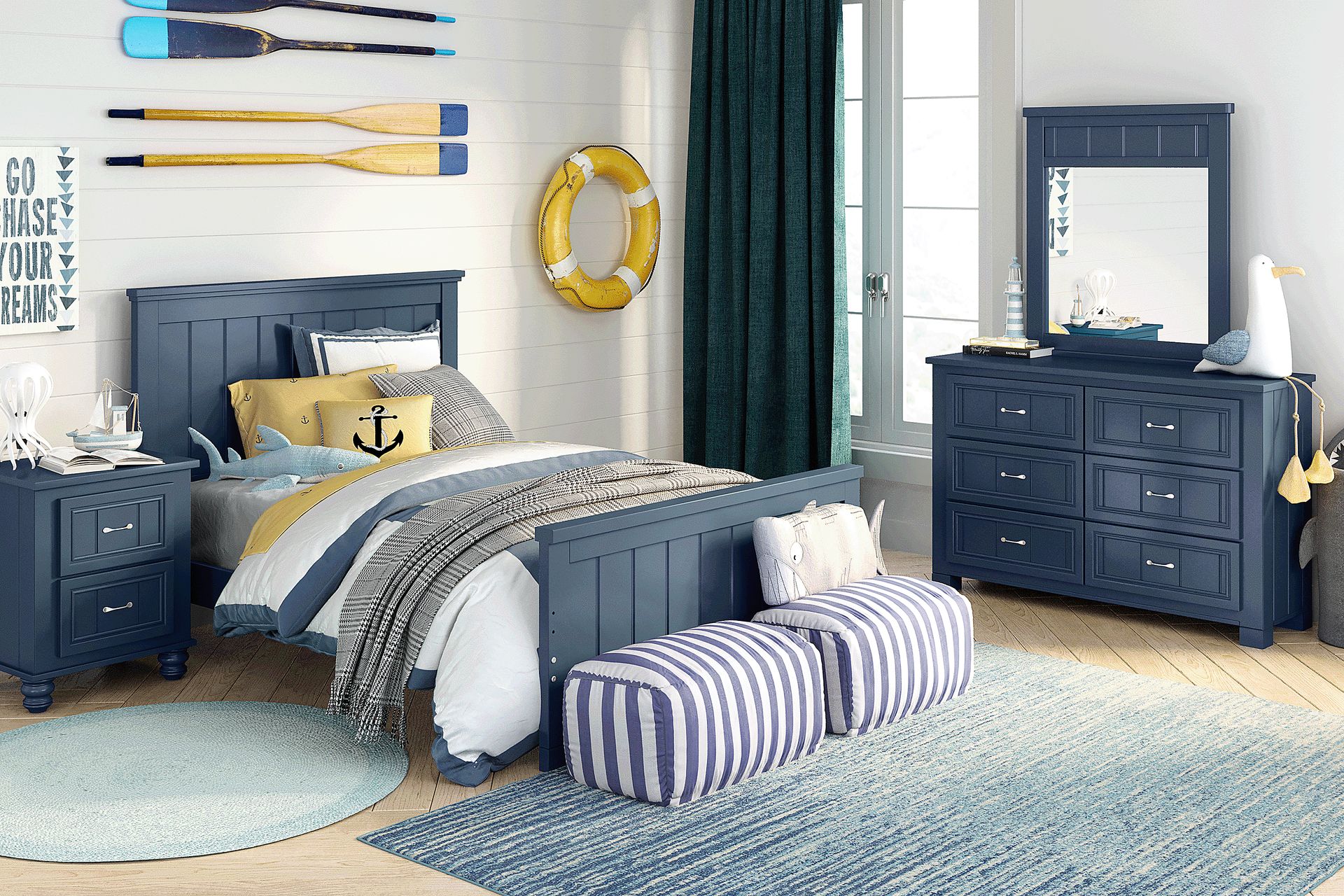 Kids Cottage Colors Navy Full Panel Bedroom - Image 4