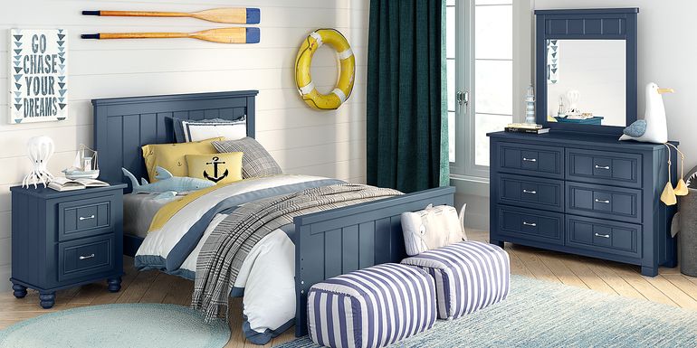 Kids Cottage Colors Navy 5 Pc Full Panel Bedroom