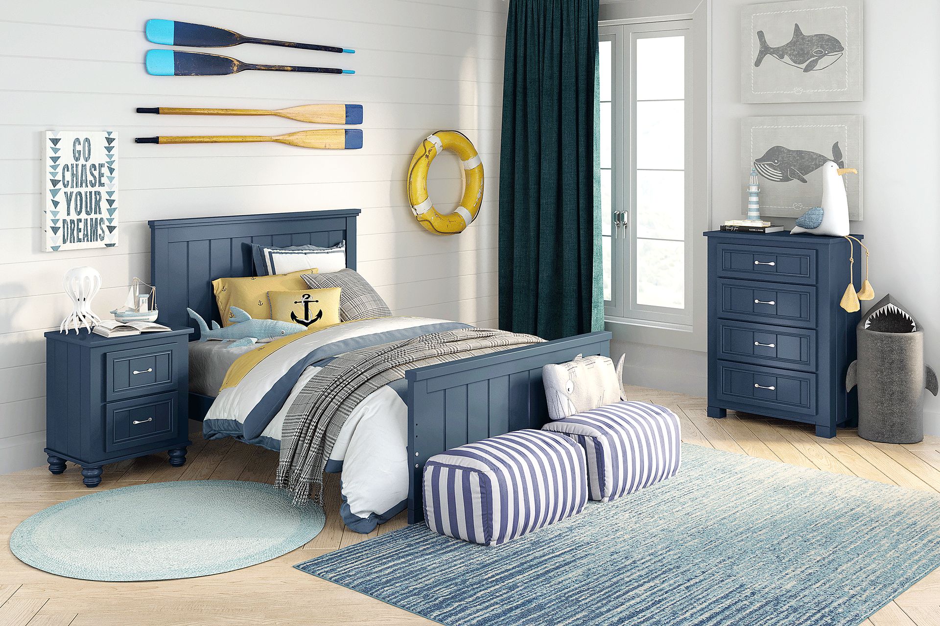 Kids Cottage Colors Navy Full Panel Bedroom - Image 1