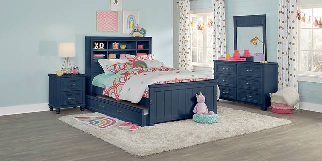 Kids Cottage Colors Navy Twin Bookcase Bed - Thumbnail - Image 3