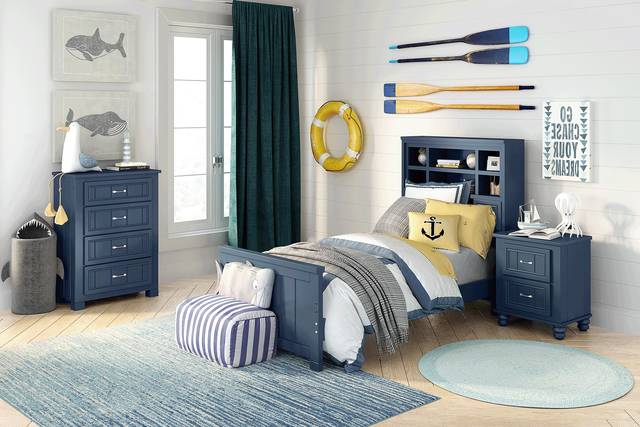 Kids Cottage Colors Navy 5 Pc Twin Bookcase Bedroom - Thumbnail - Image 1