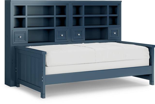 Kids Cottage Colors Navy Twin Bookcase Wall Bed - Thumbnail - Image 1