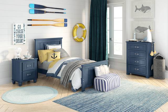Kids Cottage Colors Navy Twin Panel Bedroom - Thumbnail - Image 1