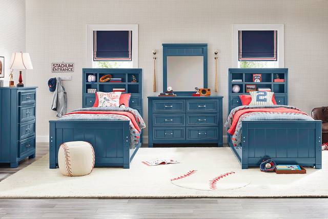 Kids Cottage Colors Navy Twin Bookcase Bedroom - Thumbnail - Image 1