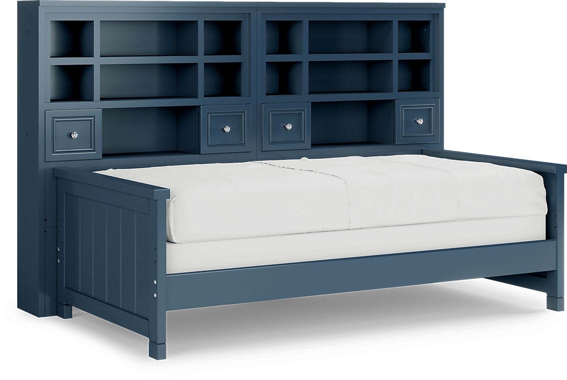 Kids Cottage Colors Navy Twin Bookcase Wall Bed - Image 1