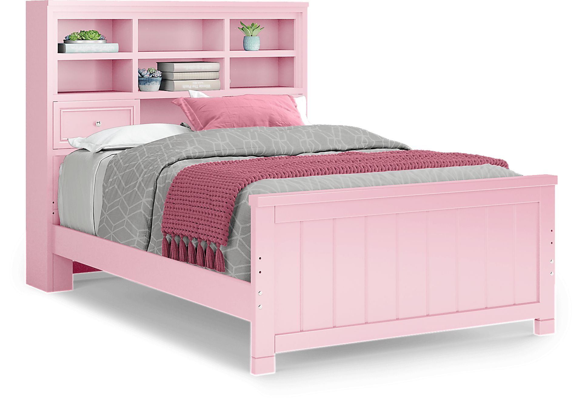 Kids Cottage Colors Pink 5 Pc Full Bookcase Bedroom - Image 2