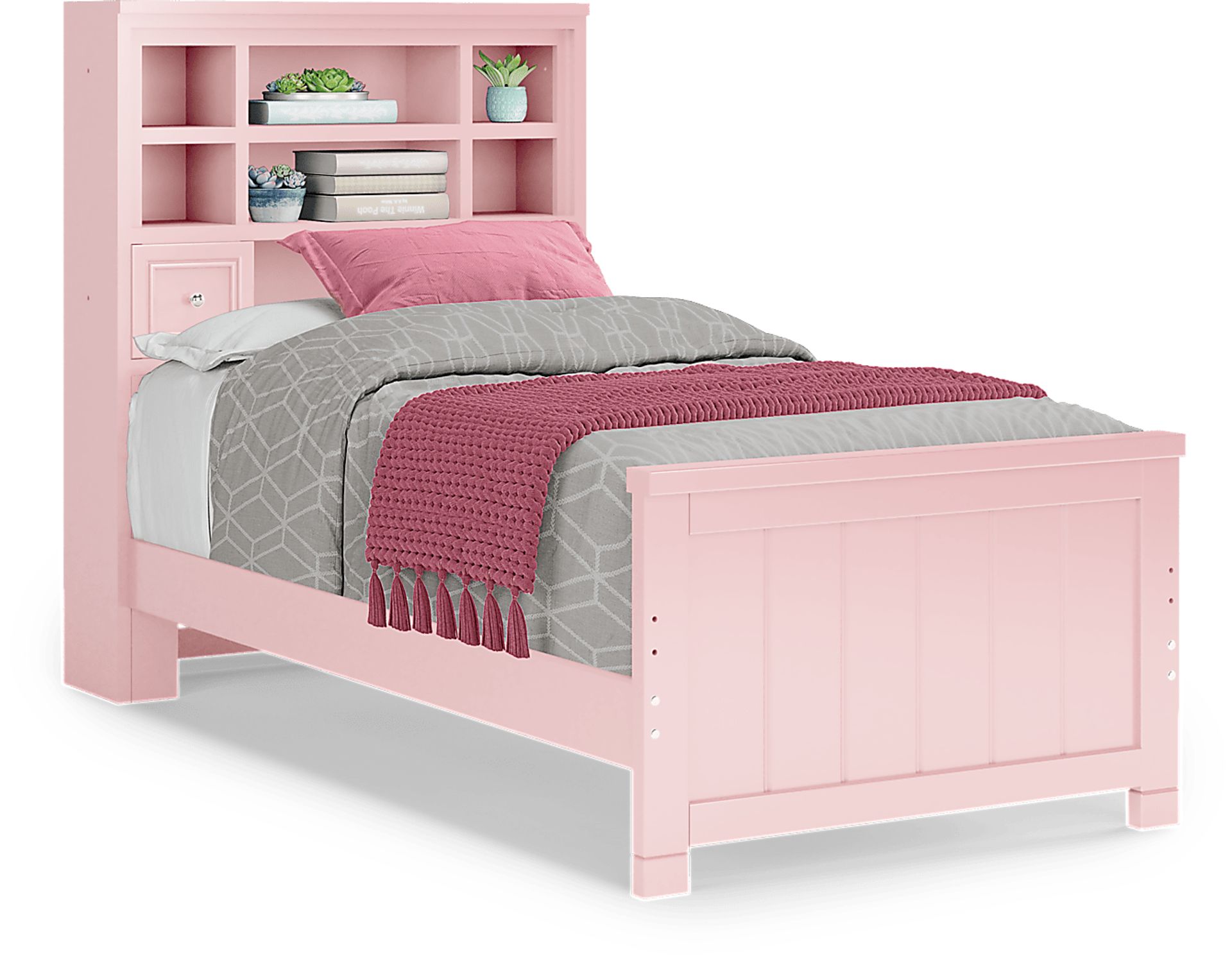Kids Cottage Colors Pink 3 Pc Twin Bookcase Bed - Image 1