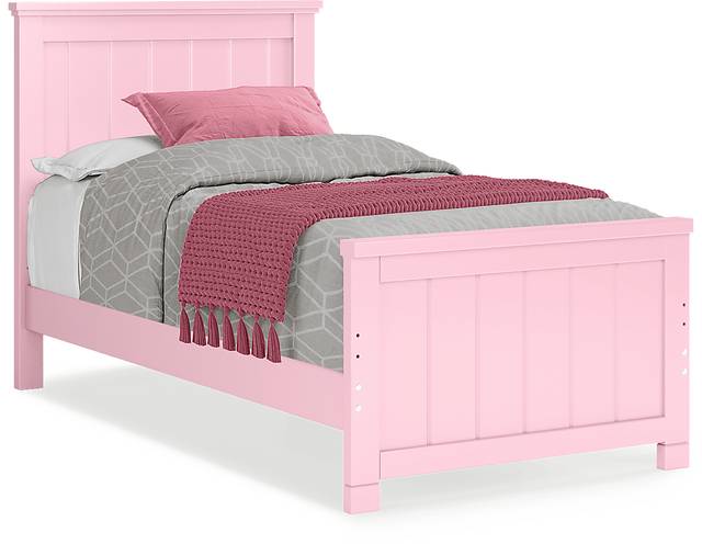 Kids Cottage Colors Pink 3 Pc Twin Panel Bed - Thumbnail - Image 1