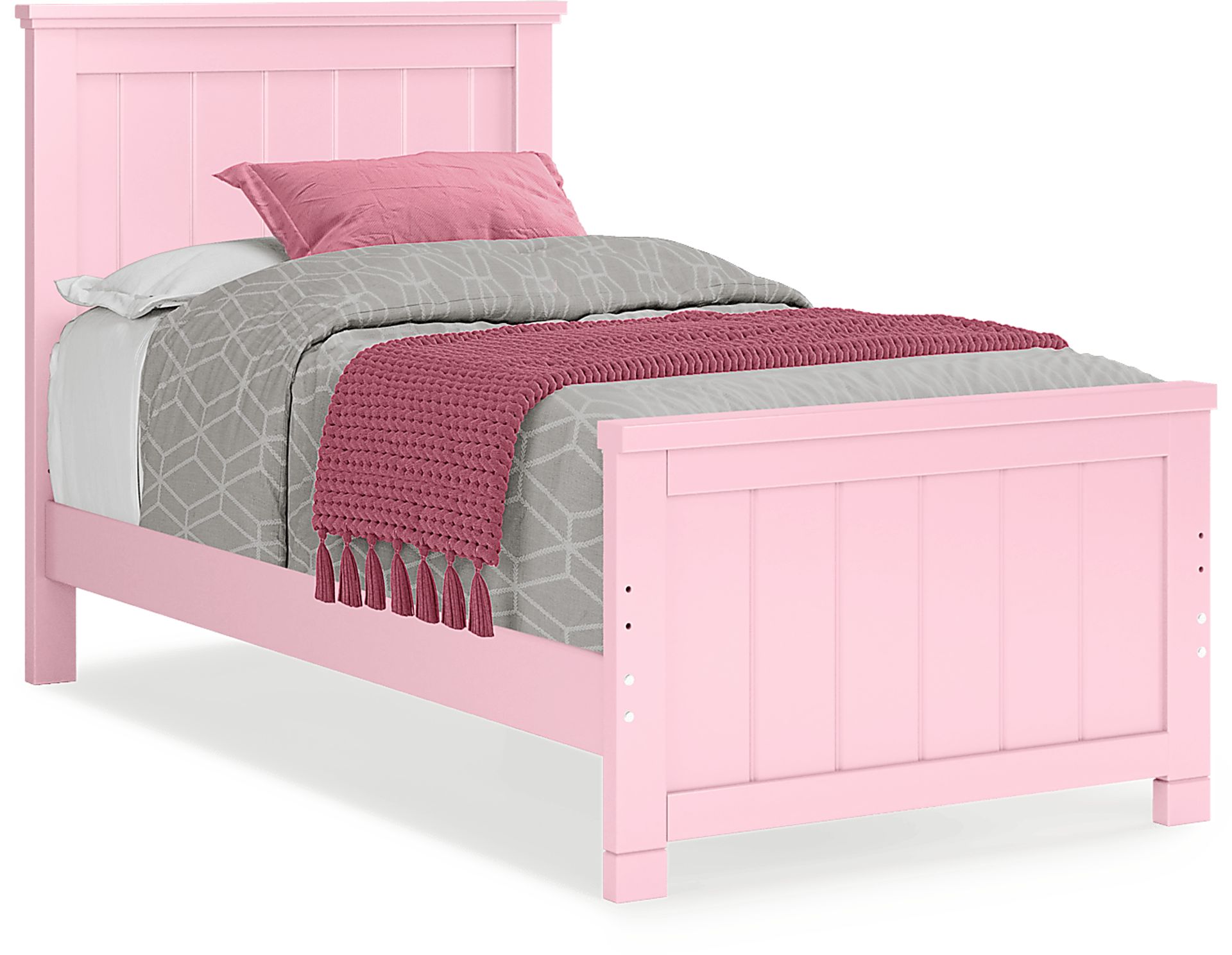Kids Cottage Colors Pink 3 Pc Twin Panel Bed - Image 1
