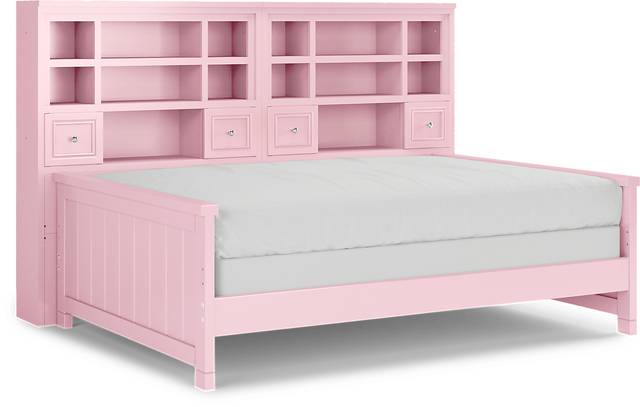 Kids Cottage Colors Pink 5 Pc Full Bookcase Wall Bed - Thumbnail - Image 1