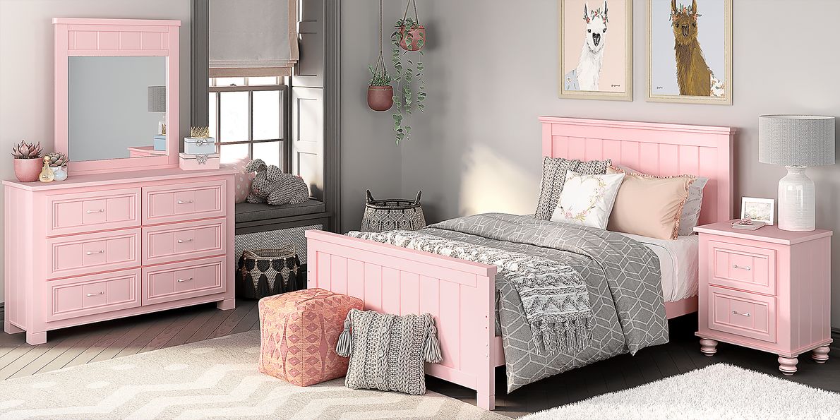 Kids Cottage Colors Pink 3 Pc Full Panel Bed