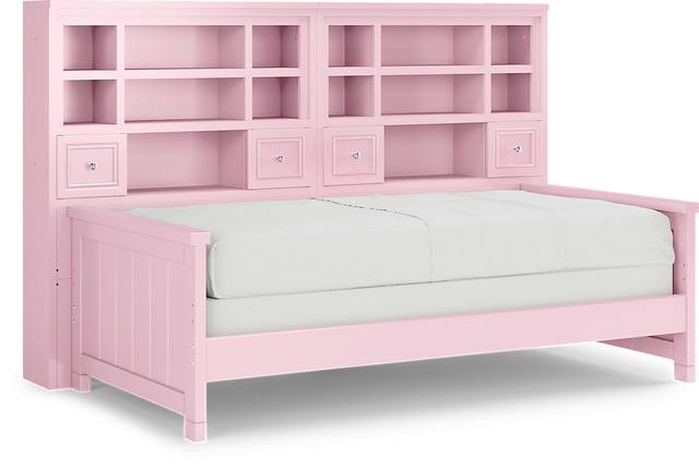 Kids Cottage Colors Pink 5 Pc Twin Bookcase Wall Bed - Thumbnail - Image 1