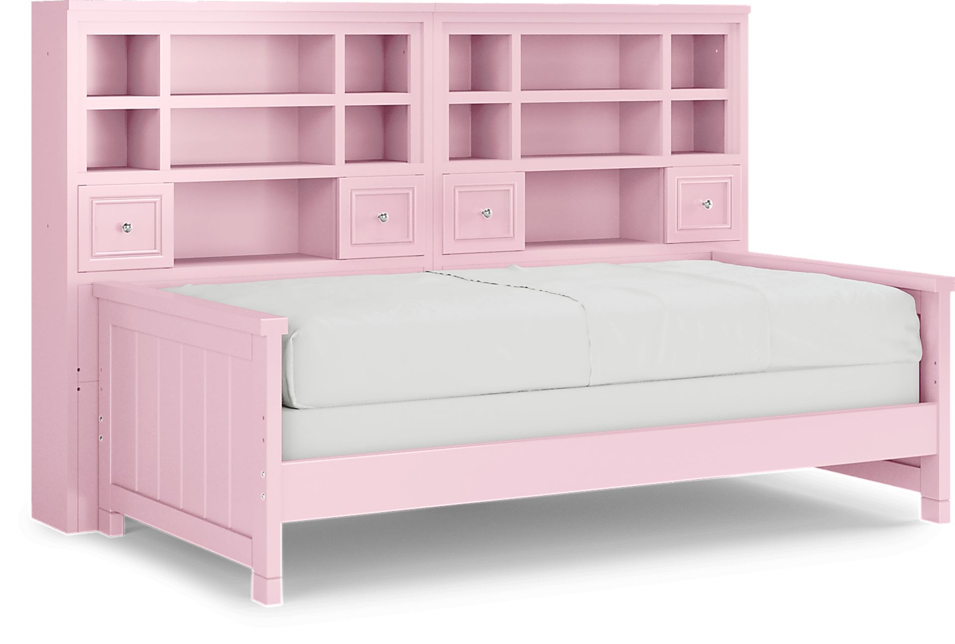 Kids Cottage Colors Pink 5 Pc Twin Bookcase Wall Bed - Image 1