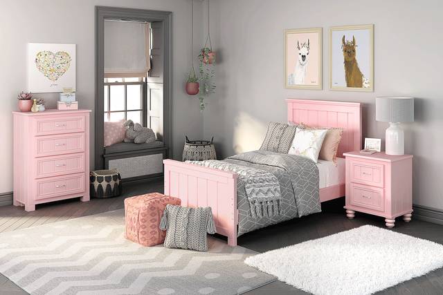 Kids Cottage Colors Pink 5 Pc Twin Panel Bedroom - Thumbnail - Image 1