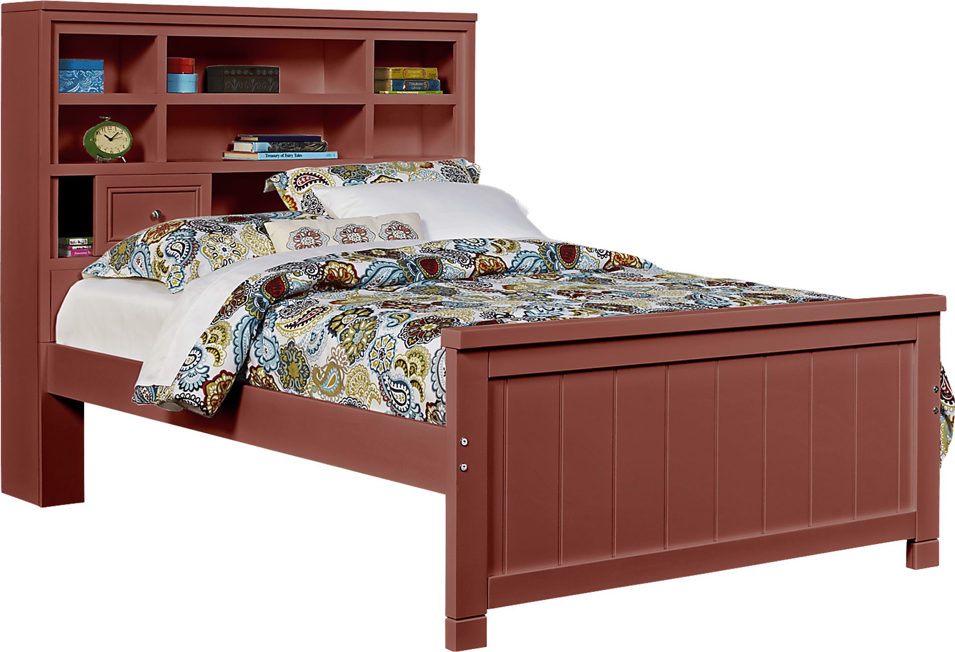 Kids Cottage Colors Red 3 Pc Full Bookcase Bed - Image 1