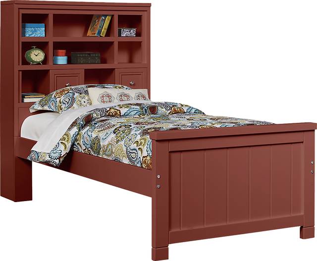 Kids Cottage Colors Red 5 Pc Twin Bookcase Bedroom - Thumbnail - Image 2