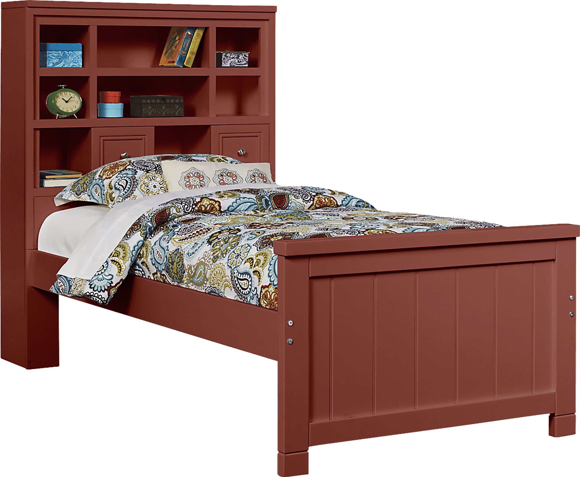 Kids Cottage Colors Red 5 Pc Twin Bookcase Bedroom - Image 2