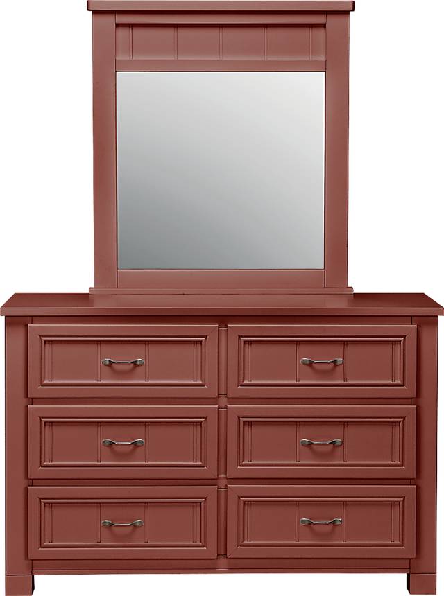 Kids Cottage Colors Red Dresser & Mirror Set - Thumbnail - Image 1