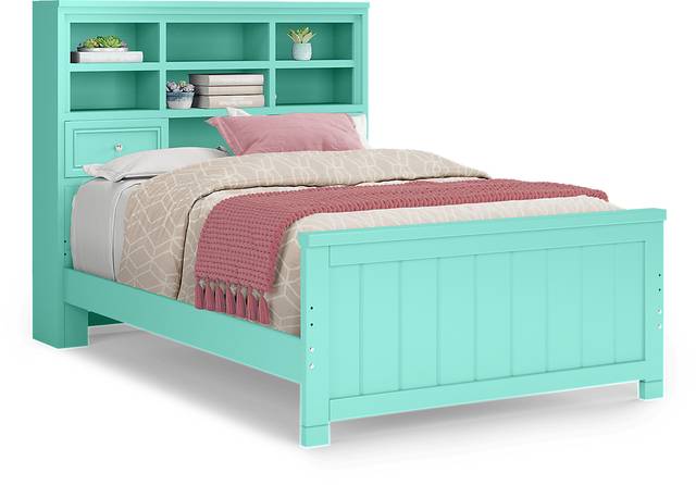 Kids Cottage Colors Turquoise 3 Pc Full Bookcase Bed - Thumbnail - Image 1
