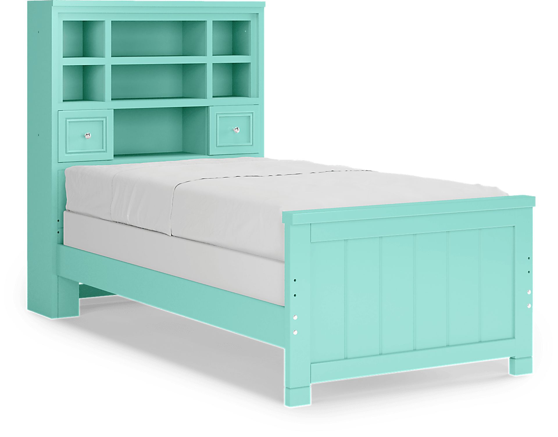 Kids Cottage Colors Turquoise 3 Pc Twin Bookcase Bed - Image 4