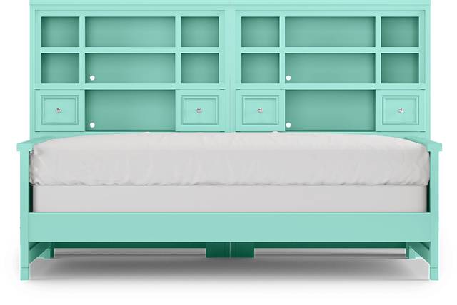 Kids Cottage Colors Turquoise 5 Pc Full Bookcase Wall Bed - Thumbnail - Image 2