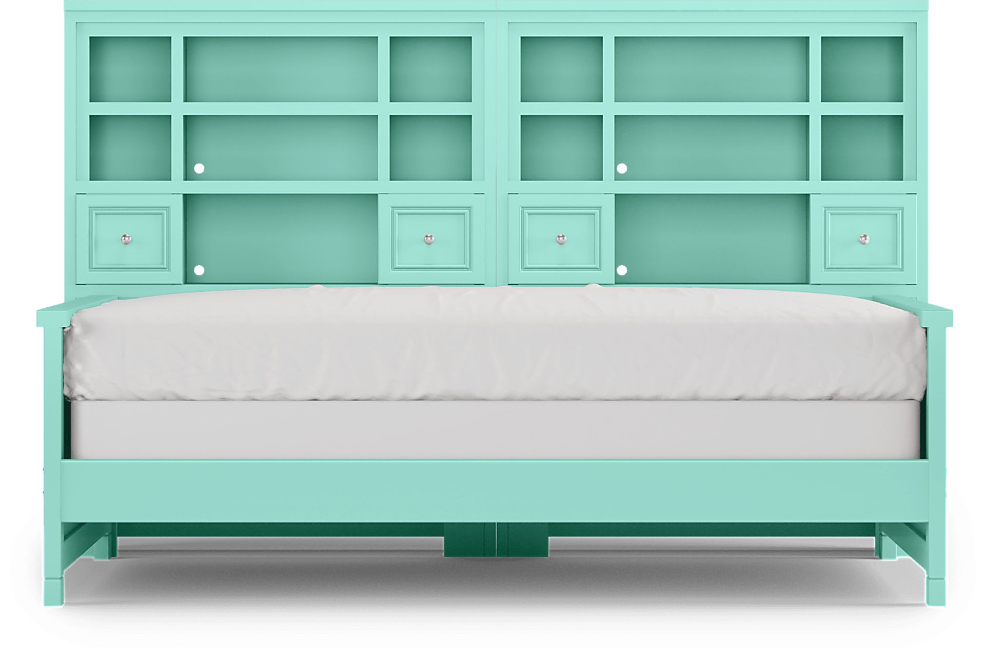 Kids Cottage Colors Turquoise 5 Pc Full Bookcase Wall Bed - Image 2
