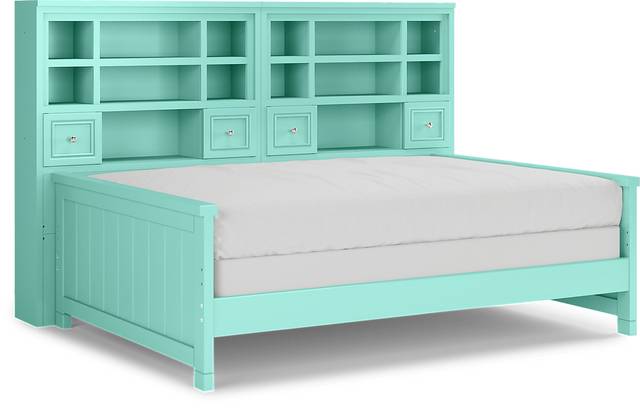 Kids Cottage Colors Turquoise 5 Pc Full Bookcase Wall Bed - Thumbnail - Image 1