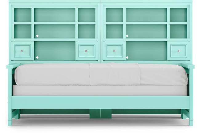 Kids Cottage Colors Turquoise 5 Pc Twin Bookcase Wall Bed - Thumbnail - Image 2