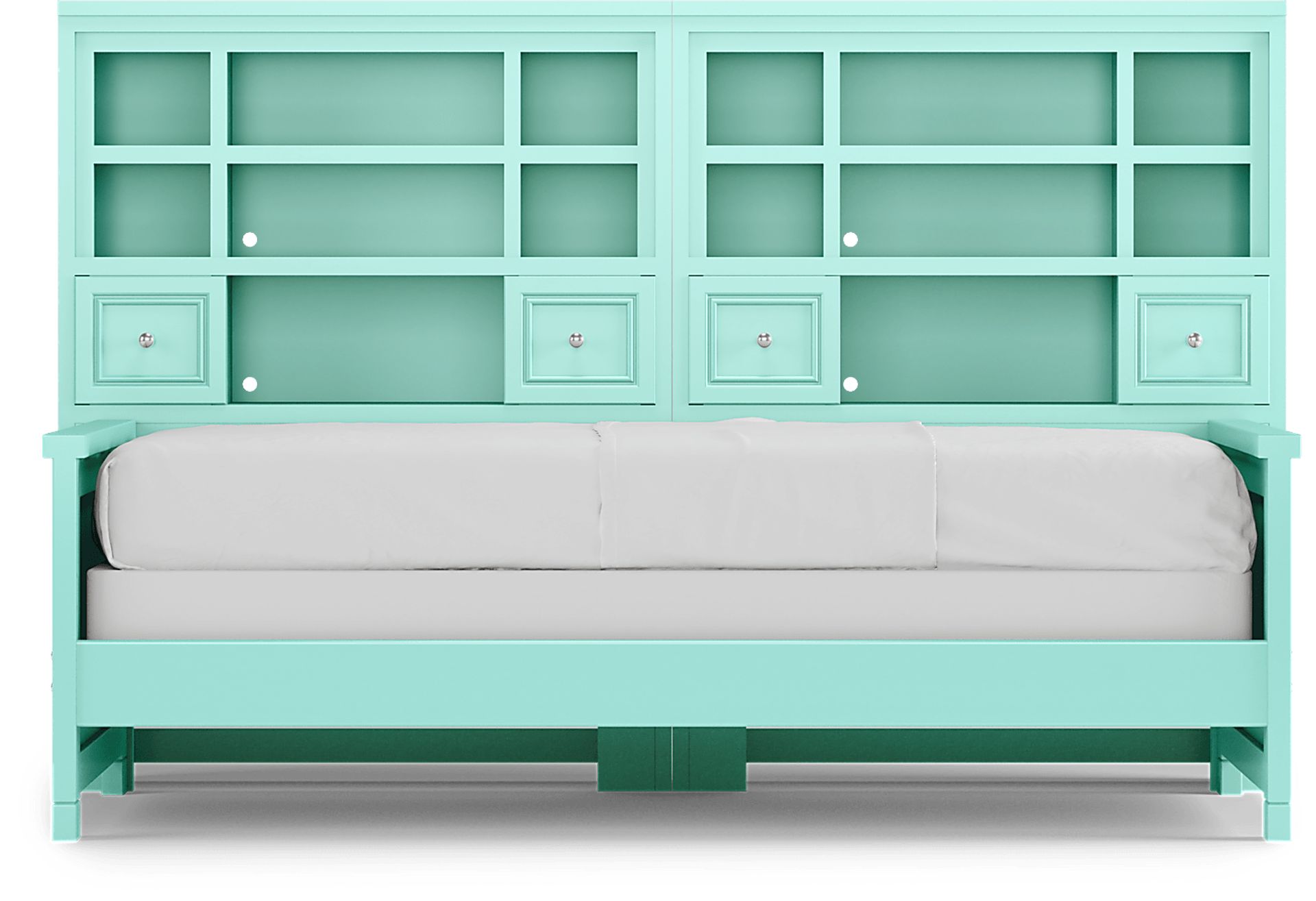 Kids Cottage Colors Turquoise 5 Pc Twin Bookcase Wall Bed - Image 2