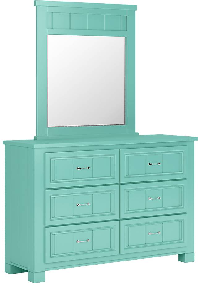 Kids Cottage Colors Turquoise Dresser & Mirror Set - Thumbnail - Image 2
