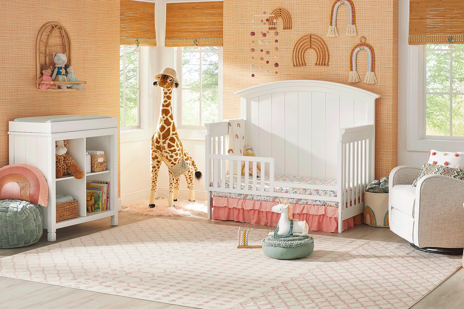 Kids Cottage Colors White Nursery with Toddler Rail - Image 1
