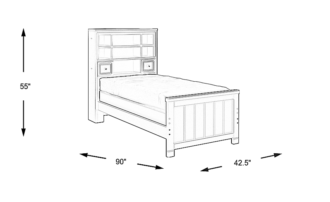 Kids Cottage Colors White Twin Bookcase Bed