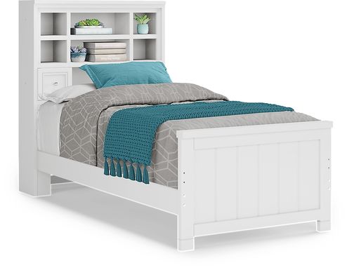 Kids Cottage Colors White Twin Bookcase Bed