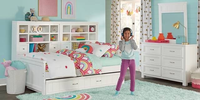 Kids Cottage Colors White Full Bookcase Wall Bed - Thumbnail - Image 2
