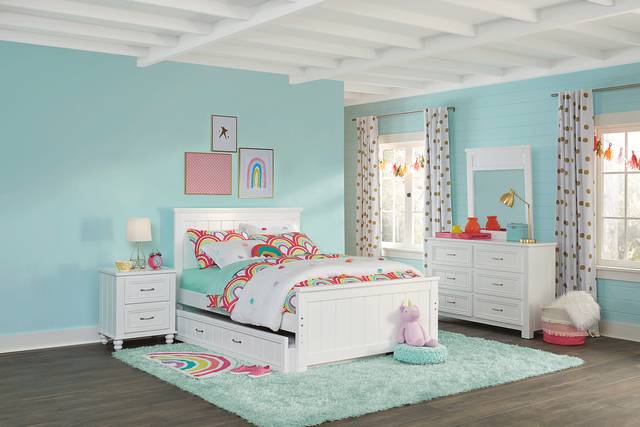 Kids Cottage Colors White 5 Pc Full Panel Bedroom - Thumbnail - Image 1