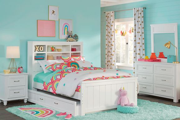 Kids Cottage Colors White 5 Pc Twin Bookcase Bedroom